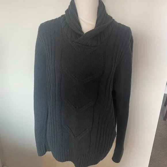 INC International Concepts Gray Cowl Neck Cable Knit Sweater XL - Picture 3 of 6